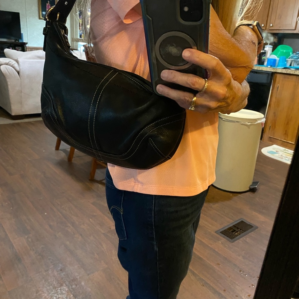 Coach Vintage Black Leather Hobo Shoulder Bag Style 9697 Y2K Genuine Leather - Picture 5 of 9
